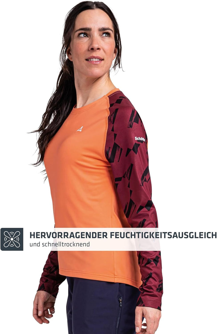 Schöffel Damen Longsleeve Lakata Trail L, atmungsaktives MTB Shirt, Fahrradtrikot mit 4-Wege Stretch
