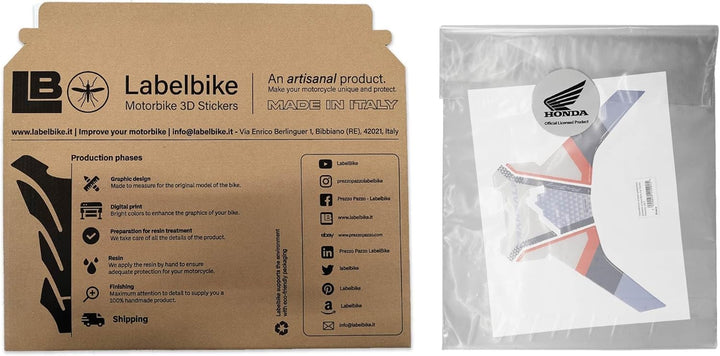 labelbike - Tankpad Aufkleber aus 3D-Harz Dekoration und Schutz des Motorradtanks kompatibel mit Hon