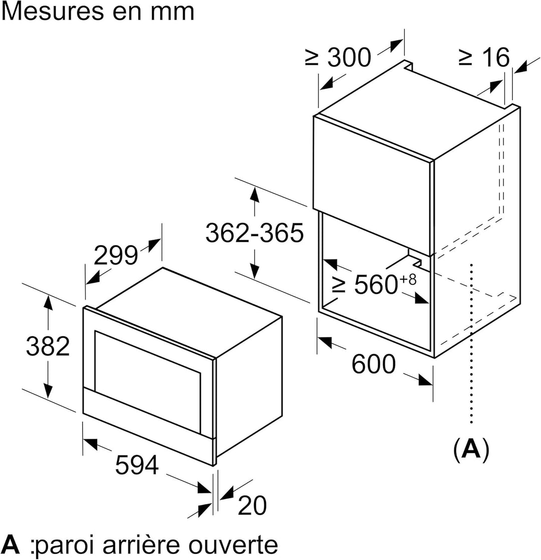 Bosch BFL634GS1 Serie 8 Einbau-Mikrowelle, 38 x 60 cm, 900 W, Türanschlag Links, AutoPilot 7 7 Autom