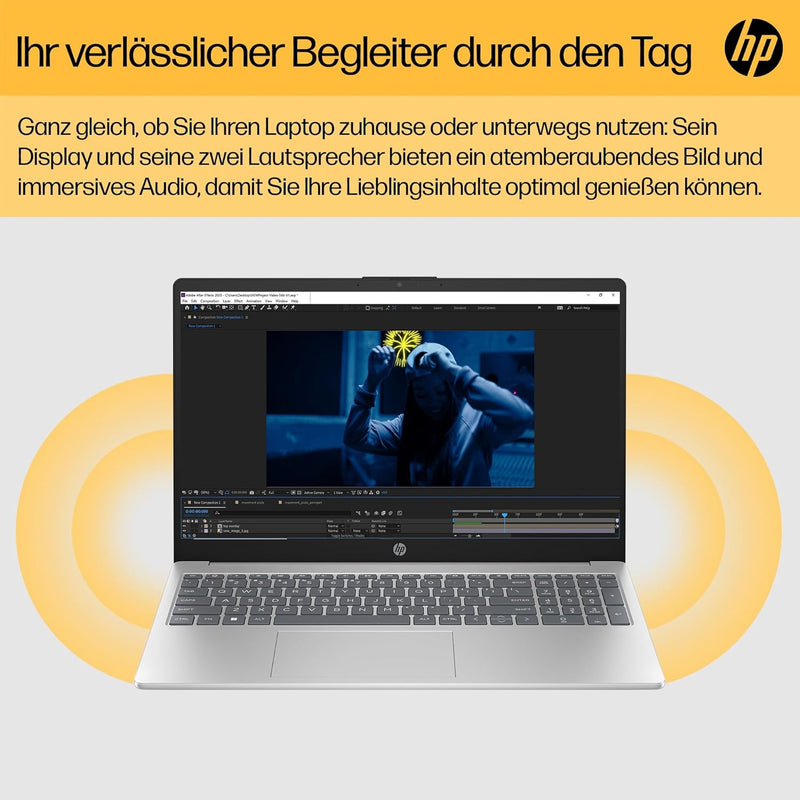 HP Laptop, 15,6" FHD Display, AMD Ryzen 5 7520U, 16 GB DDR5 RAM, 512 GB SSD, AMD Radeon-Grafik, Wind