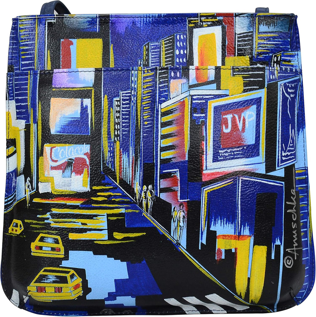 Anuschka Damen Cross Body aus Leder, handbemalt Einheitsgrösse City Lights, Einheitsgrösse City Ligh