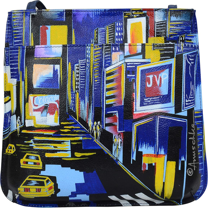 Anuschka Damen Cross Body aus Leder, handbemalt Einheitsgrösse City Lights, Einheitsgrösse City Ligh