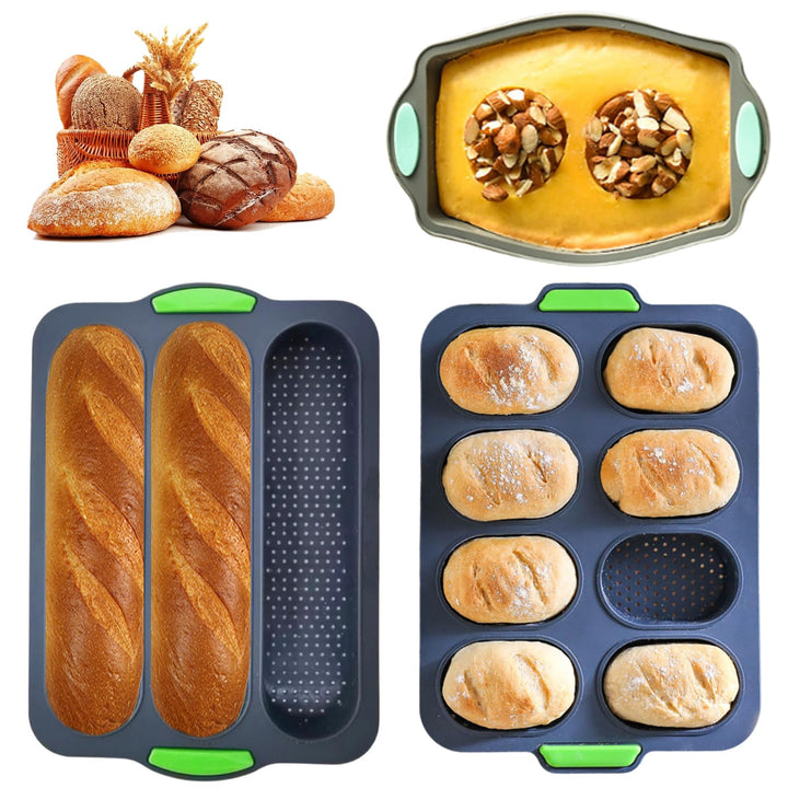 3 Stück Baguette Backform – Non-Stick & Baguette-Backblech, Hitzebeständig Brotbackform Silikon für