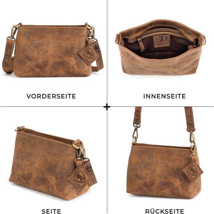 Berliner Bags Vintage Umhängetasche Marbella XS, Kleine Schultertasche Crossbody Bag aus Leder, Hand