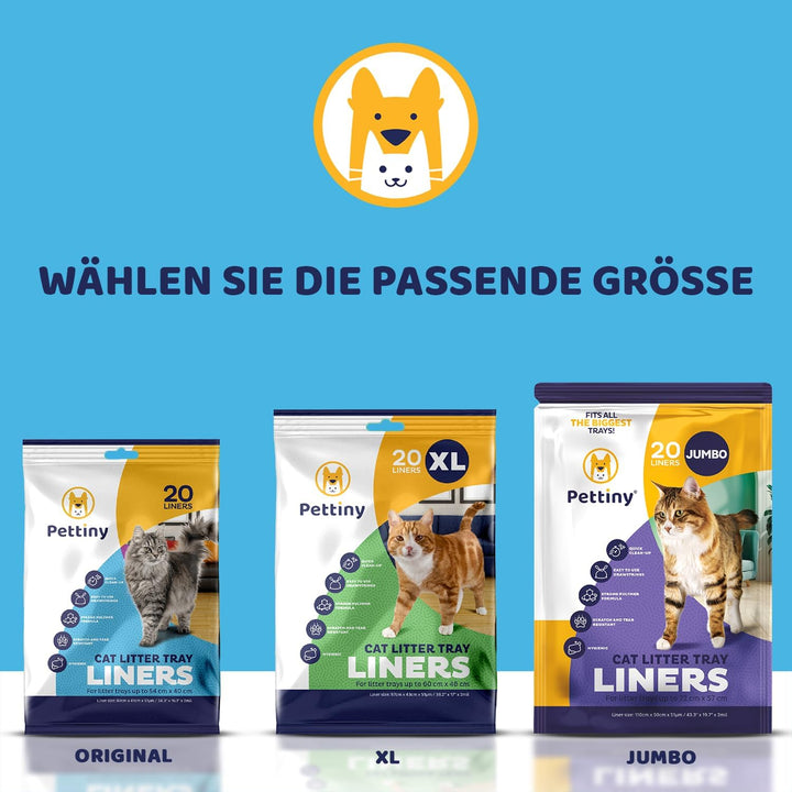 20 Katzentoilettenbeutel mit Zugbändern Kratzfeste Tüten für mittel und gross Katzenklo Original, Or