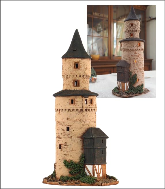 Midene Keramik Aroma Lichthaus, Teellichthalter, Künstlerisches Nachbildung, Historisches Hexenturm