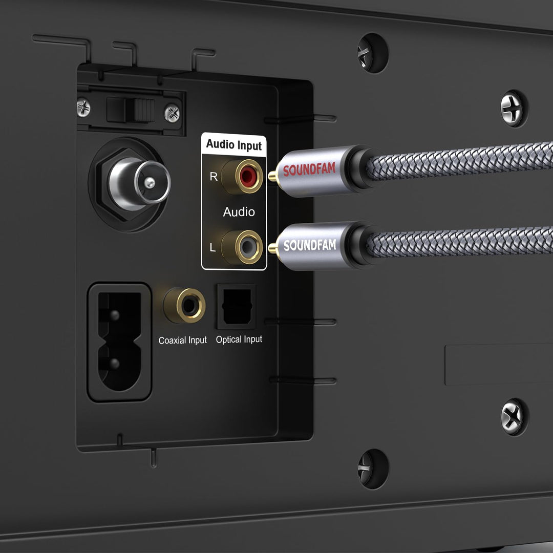 SOUNDFAM Cinch Kabel - 5M - Stereo Audio 2-Cinch auf 2-Cinch RCA Y Splitter Kabel für Subwoofer, Ver