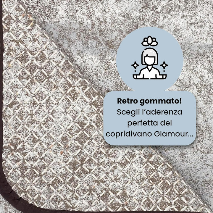Italian Bed Linen “ Glamour” rutschfest Sofa Abdeckung mit Chaise-Longue Rechts, Braun, 240cm 240cm