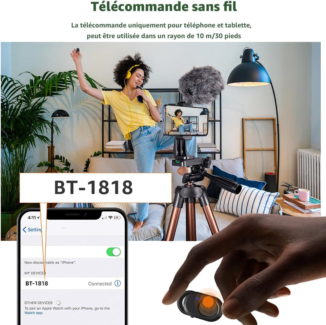 Handy Stativ, Lusweimi 140 cm Leicht Stativ, Aus Aluminium iPhone Halterung Stativ mit Handyhalterun