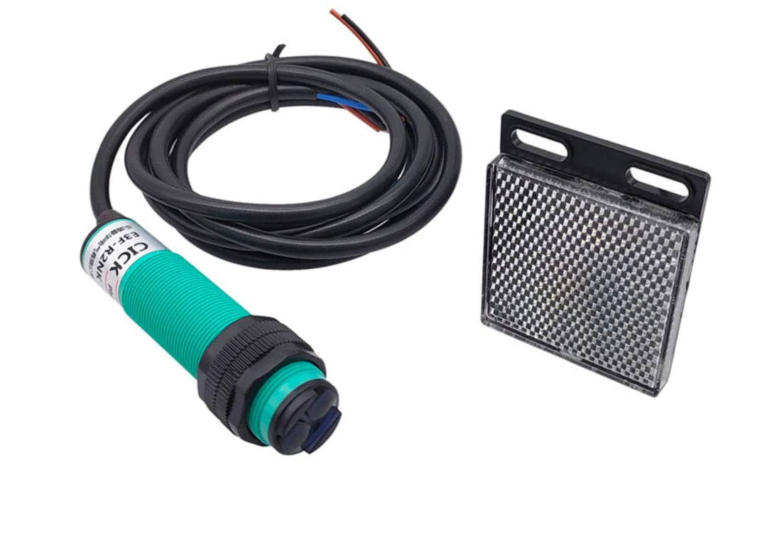 Reflektor-Lichtschranke 6-36 Volt DC NPN NC, Ø 18mm Lichtschranke mit Spiegel IR-Lichtschranke bis z