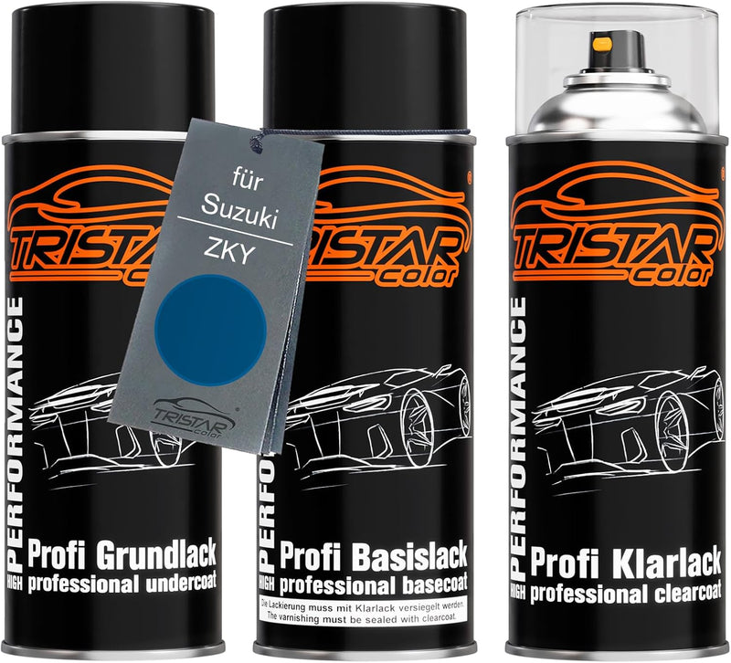 TRISTARcolor Autolack Spraydosen Set für Suzuki ZKY Paradise Blue Metallic Grundlack Basislack Klarl