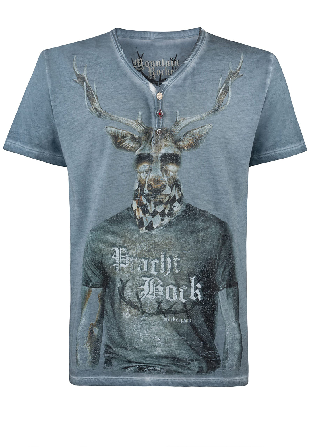 Stockerpoint Herren Prachtbock Trachtenshirt, Rauchblau