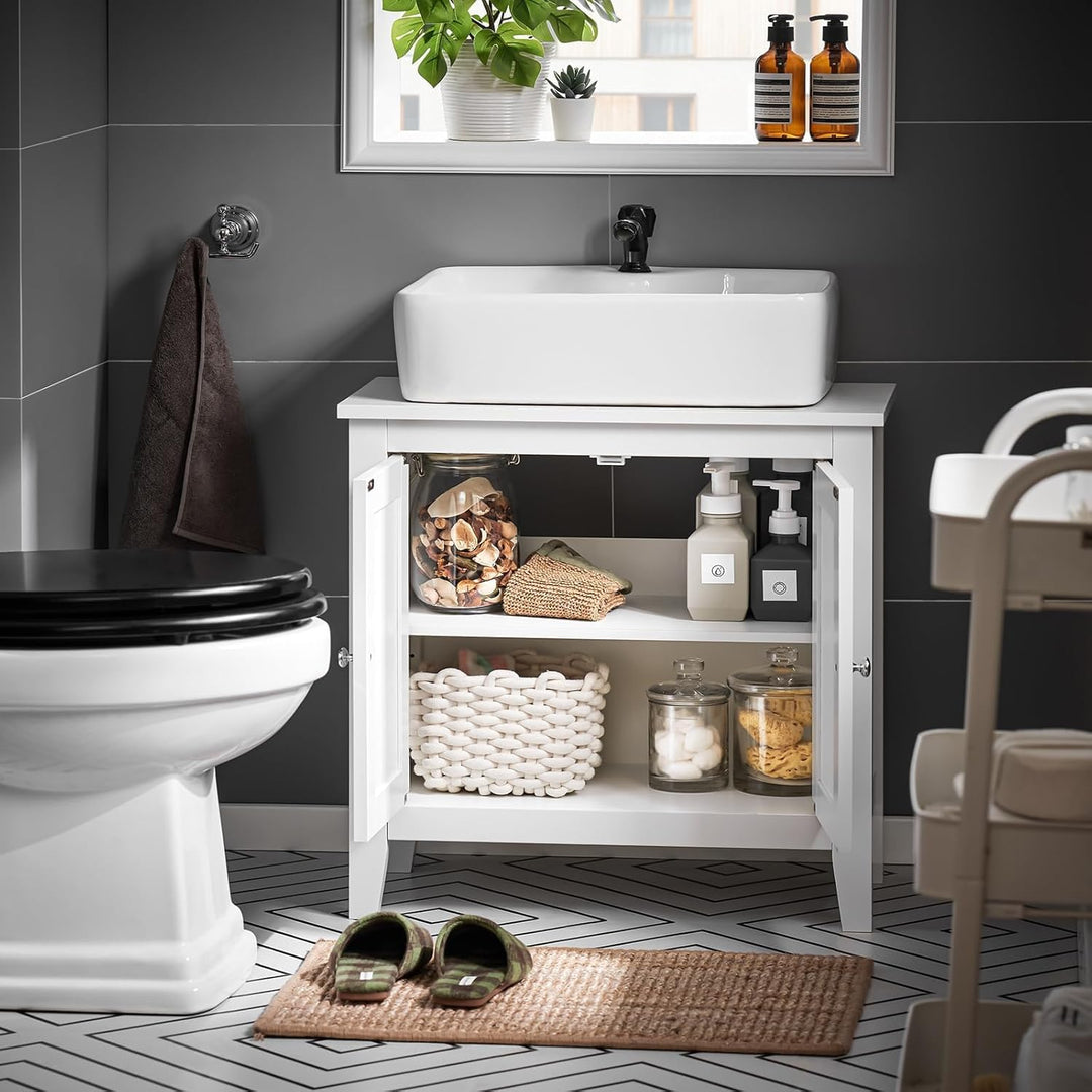 SoBuy Waschbeckenunterschrank – Badezimmer Unterschrank – Badschrank mit 2 Türen, grosser Stauraum &