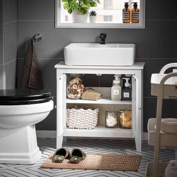 SoBuy Waschbeckenunterschrank – Badezimmer Unterschrank – Badschrank mit 2 Türen, grosser Stauraum &