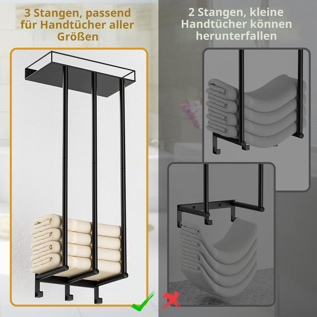 Ovicar Handtuchhalter für Badezimmer – Wandmontage, gerollte Handtuchaufbewahrung mit Metallregal un