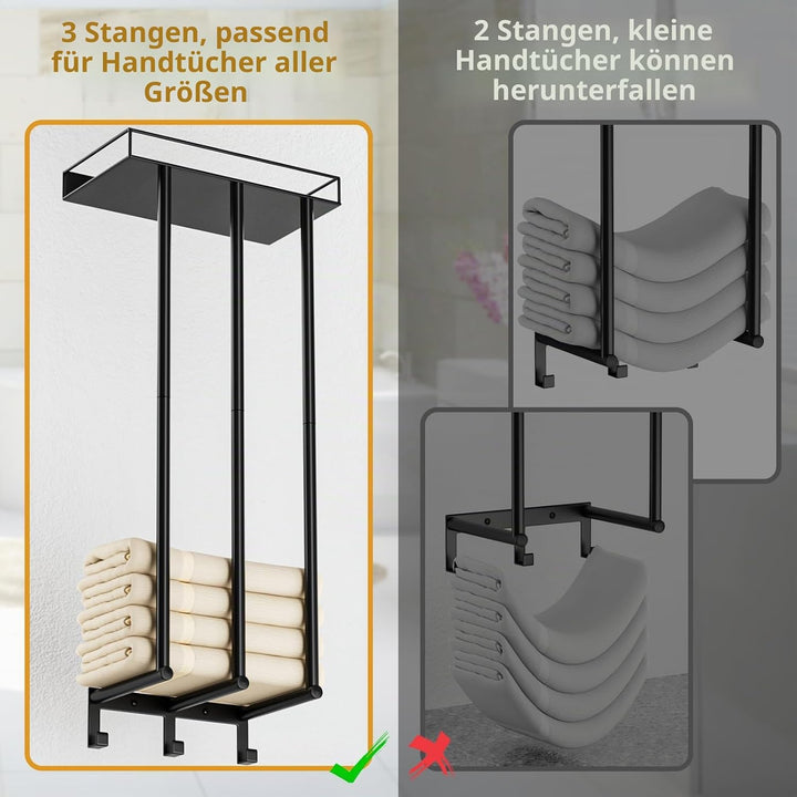 Ovicar Handtuchhalter für Badezimmer – Wandmontage, gerollte Handtuchaufbewahrung mit Metallregal un