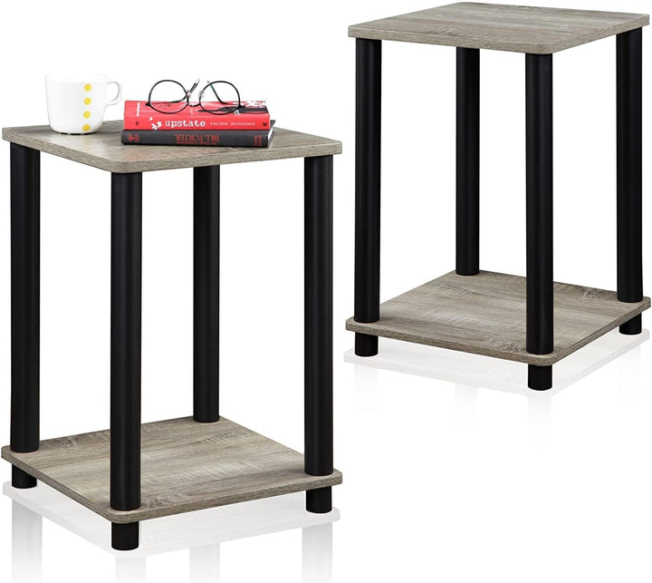 Furinno Haydn Beistelltisch, holz, Französische Eiche Grau/Schwarz, 34.04 x 34.04 x 50.8 cm Französi
