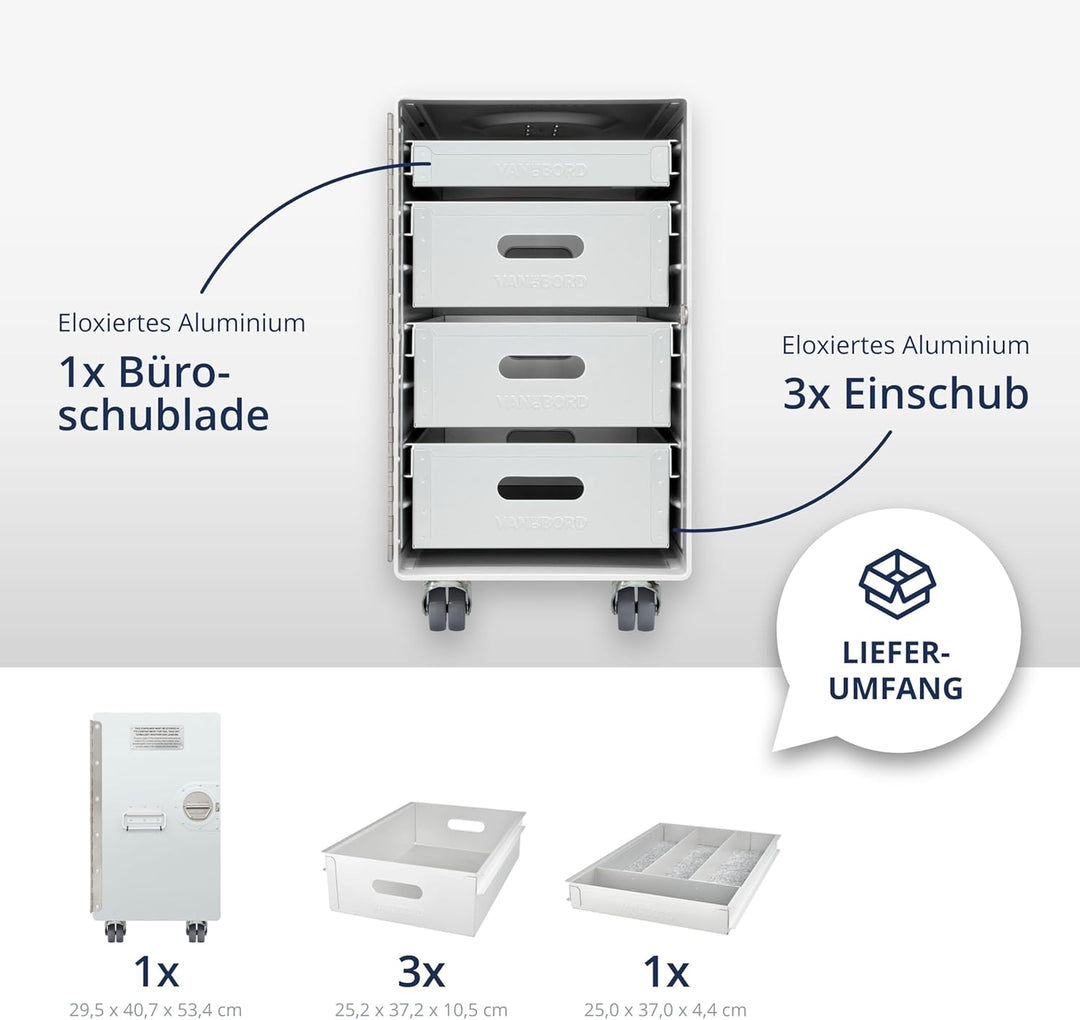 Rollcontainer mit Schubladen, mobiler Aktenschrank, Metallschrank, Schubladenschrank Küche, Druckert