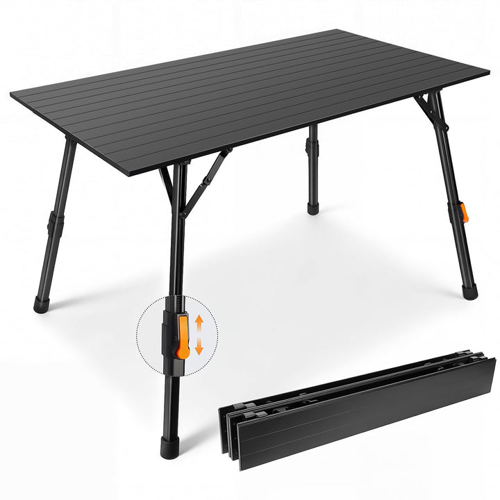 Campingtisch klappbar stufenlose Höhenverstellung Klapptisch ohne Installation Tischplatte Aluminium