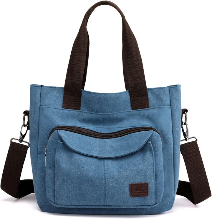 PORRASSO Damen Umhängetasche Canvas Schultertasche Handtasche Hobotasche Tote Mädchen Crossbody Bag