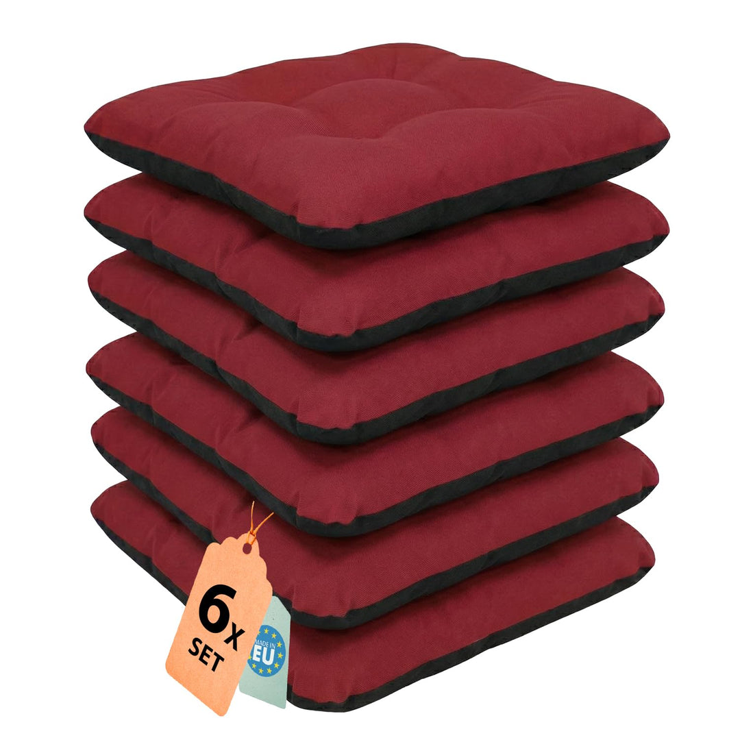 Outdoor Sitzkissen Stuhlkissen - 6er Set - 45 x 45 cm - Made in EU, Wasserdichtes &amp; UV-beständig Gar