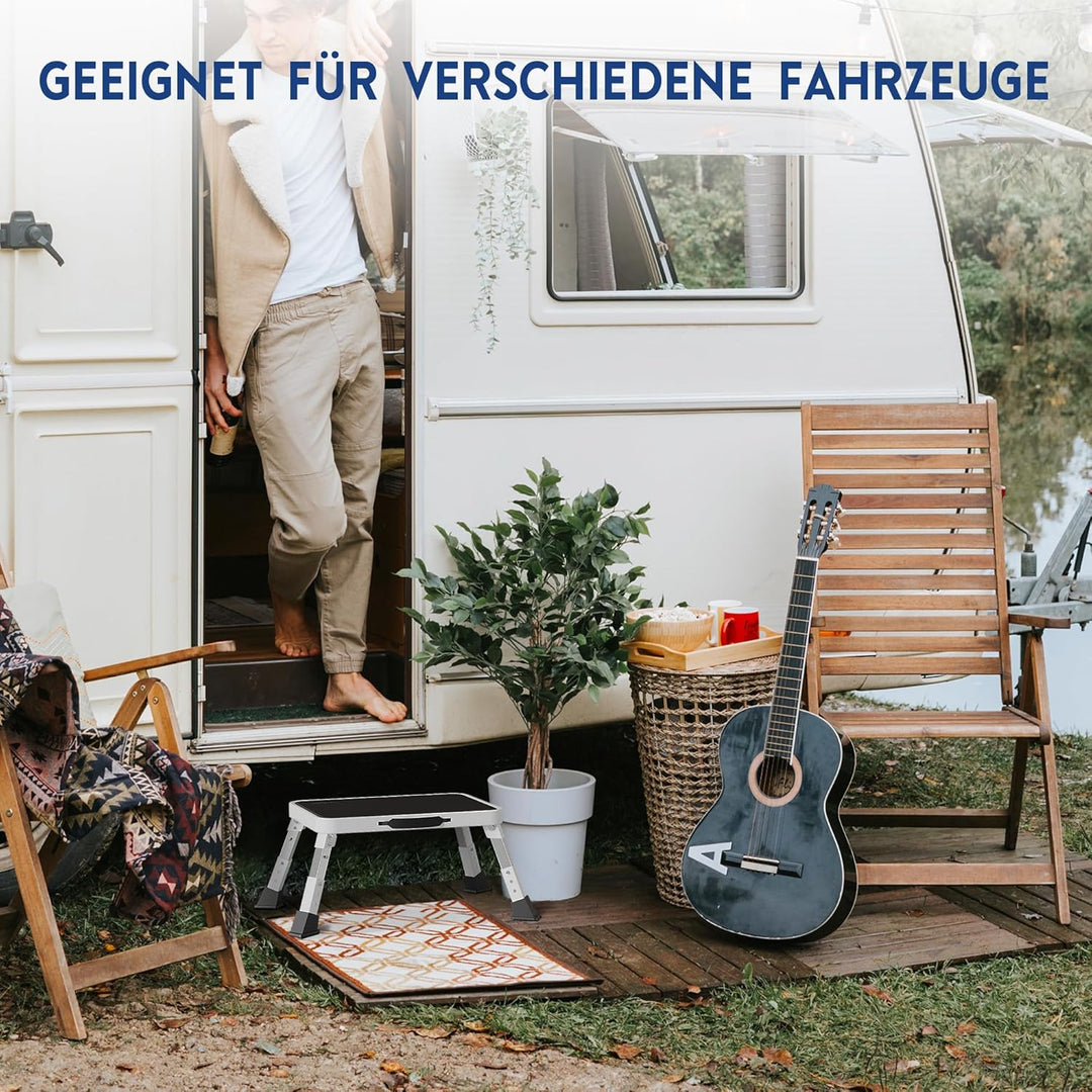 BONTEC Klapptritt, 3-stufig höhenverstellbar, bis 150 kg belastbar, rutschfeste Plattform, faltbar,