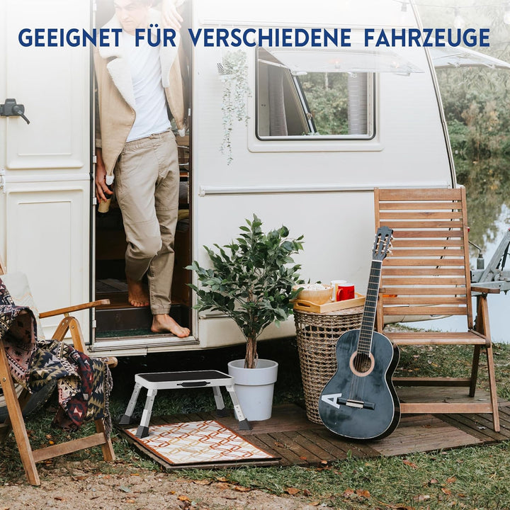 BONTEC Klapptritt, 3-stufig höhenverstellbar, bis 150 kg belastbar, rutschfeste Plattform, faltbar,