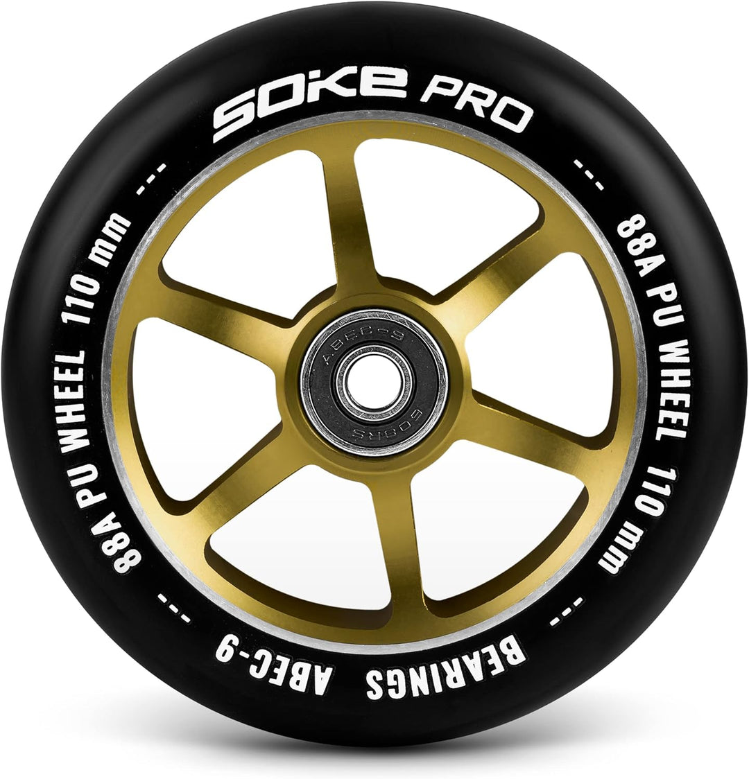 SOKE Rollerräder Set 2 Stück Durchmesser 110 mm Achse 8 mm Kugellager ABEC 9 Härte 88A Aluminium und