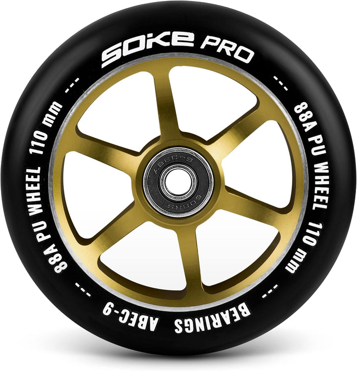 SOKE Rollerräder Set 2 Stück Durchmesser 110 mm Achse 8 mm Kugellager ABEC 9 Härte 88A Aluminium und