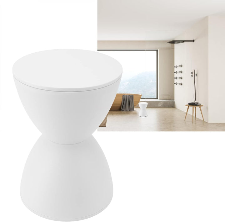 Badezimmer Hocker Kunststoff Sanduhrförmig Weiss Rund Moderner Beistelltisch für Wohnzimmer Umkleide