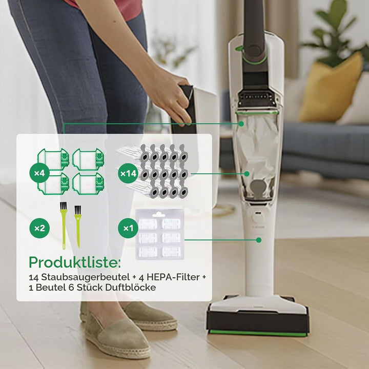 21 Stück Staubsaugerbeutel Set für Vorwerk Kobold VK7 Akku-Staubsauger, Kobold FP7 Premium Filtertüt