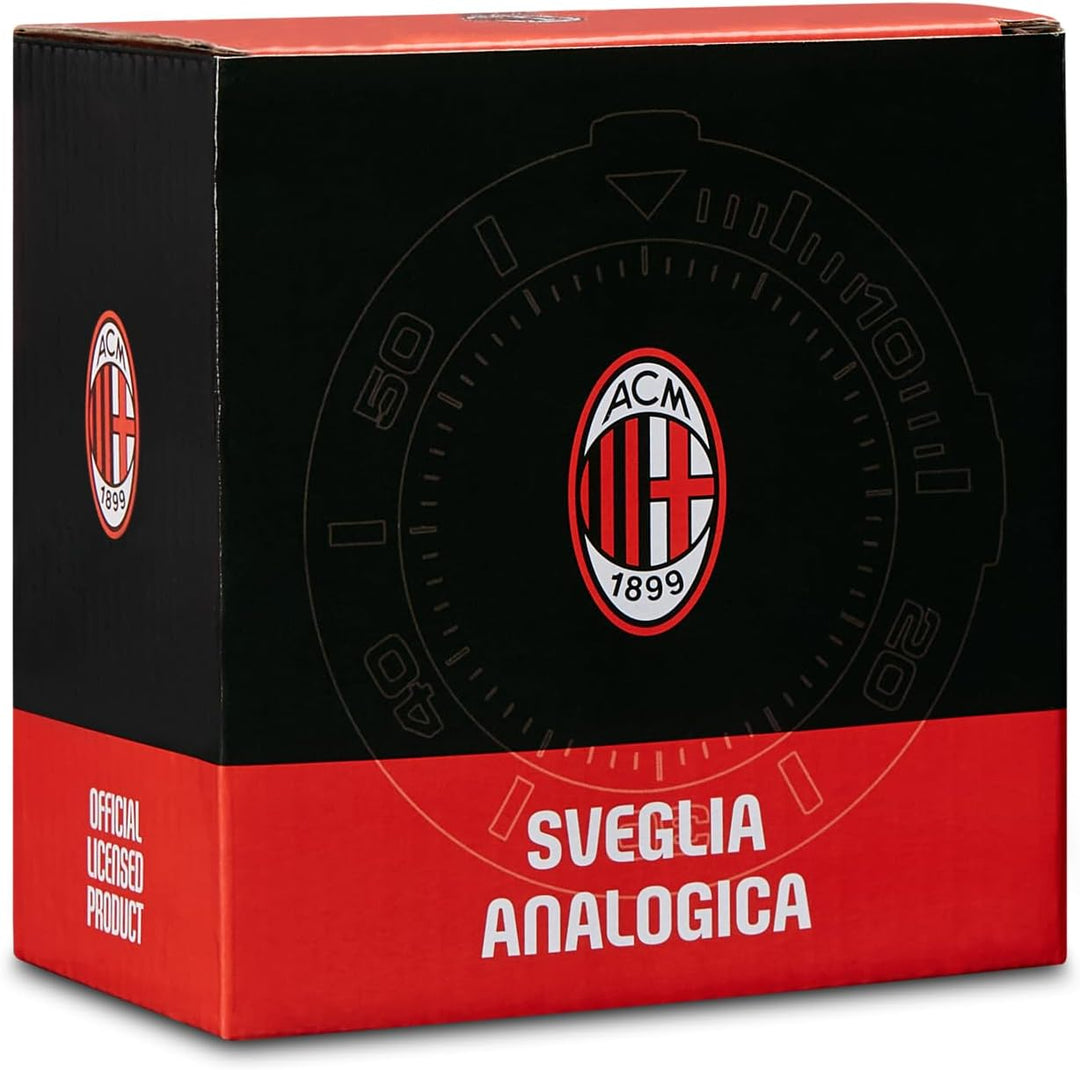 Seven Analoger Wecker A.C. Milan Quarz mit kontinuierlichem Uhrwerk, offizielles Produkt, Geschenkid