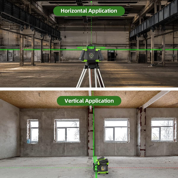 Huepar Elektrischer Grüne Drehbarer Lasernivellier + Lotpunkte, Selbstnivellierend Horizontal/Vertik