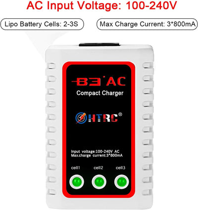 Haisito B3 Lipo Ladegerät für 2S 3S Akku (7.4V, 11.1V), Kompaktes Airsoft-Schnellladegerät (100-240V