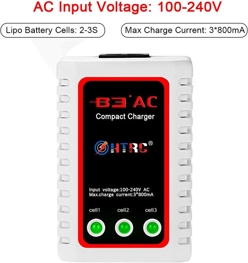 Haisito B3 Lipo Ladegerät für 2S 3S Akku (7.4V, 11.1V), Kompaktes Airsoft-Schnellladegerät (100-240V