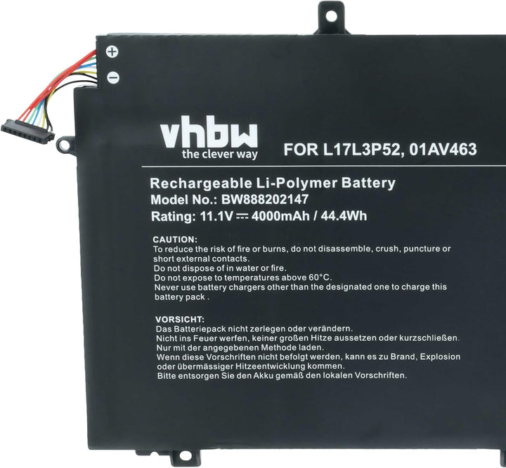 vhbw Akku kompatibel mit Lenovo ThinkPad E590 20NBA00GCD, E590-20NC0003GE, L490, L580 Notebook (4000
