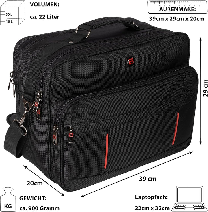 EAAKIE Arbeitstasche Umhängetasche Flugbegleiter Tasche Herrentasche Schwarz XXL