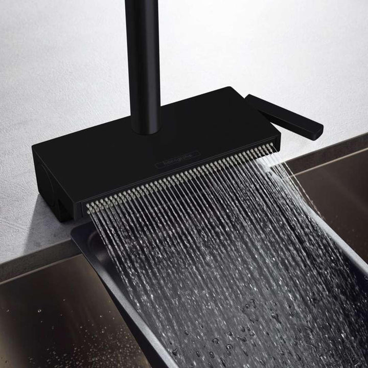 hansgrohe Küchenarmatur Aquno Select M81 (Wasserhahn Küche, Schlauchbox und Abtropfsieb, 360° schwen