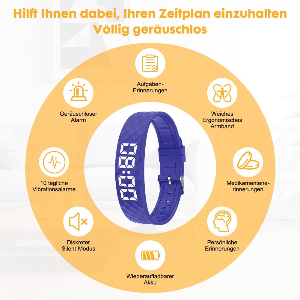 CEWROM Vibrationswecker Armband, Vibrationsalarm Erinnerung Uhr, Silent Vibrating Alarm Reminder Wat