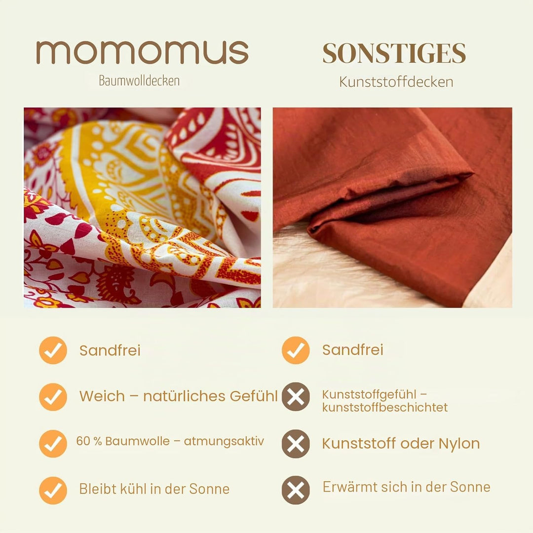 MOMOMUS Grosses Strandtuch XXL Sandfrei - Mit Mandala-Motiv - Ideal als Pareo, Strandtuch Gross Sand