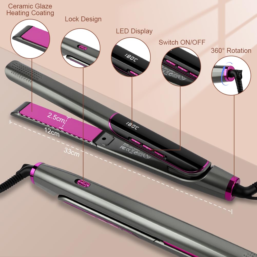 LOPHE Glätteisen, 2 in 1 Haarglätter Locken und Glätten, Glatteiseisen Hair Straightener, Anti-Frizz