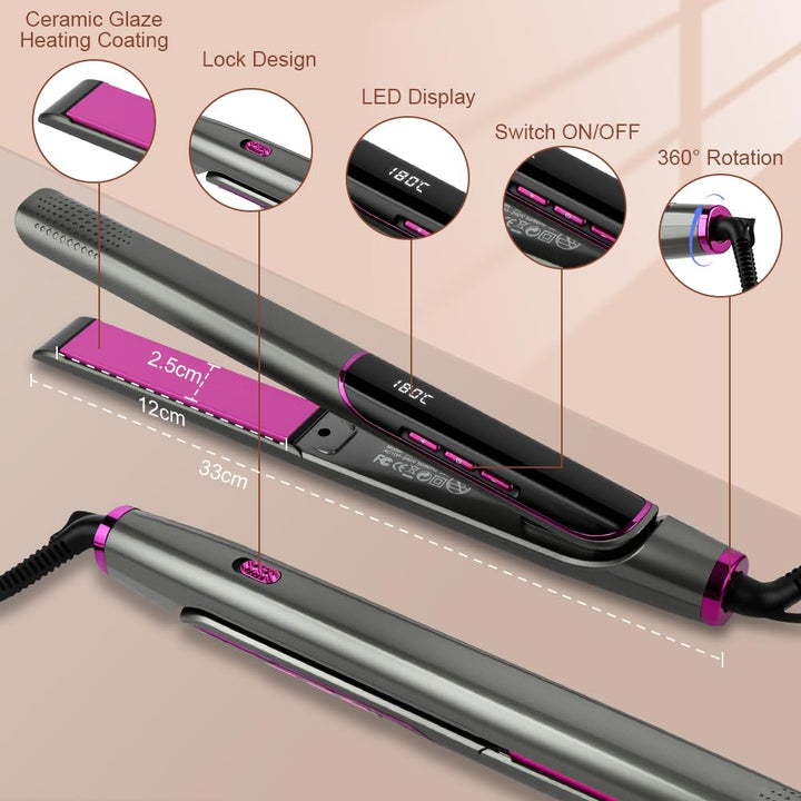 LOPHE Glätteisen, 2 in 1 Haarglätter Locken und Glätten, Glatteiseisen Hair Straightener, Anti-Frizz