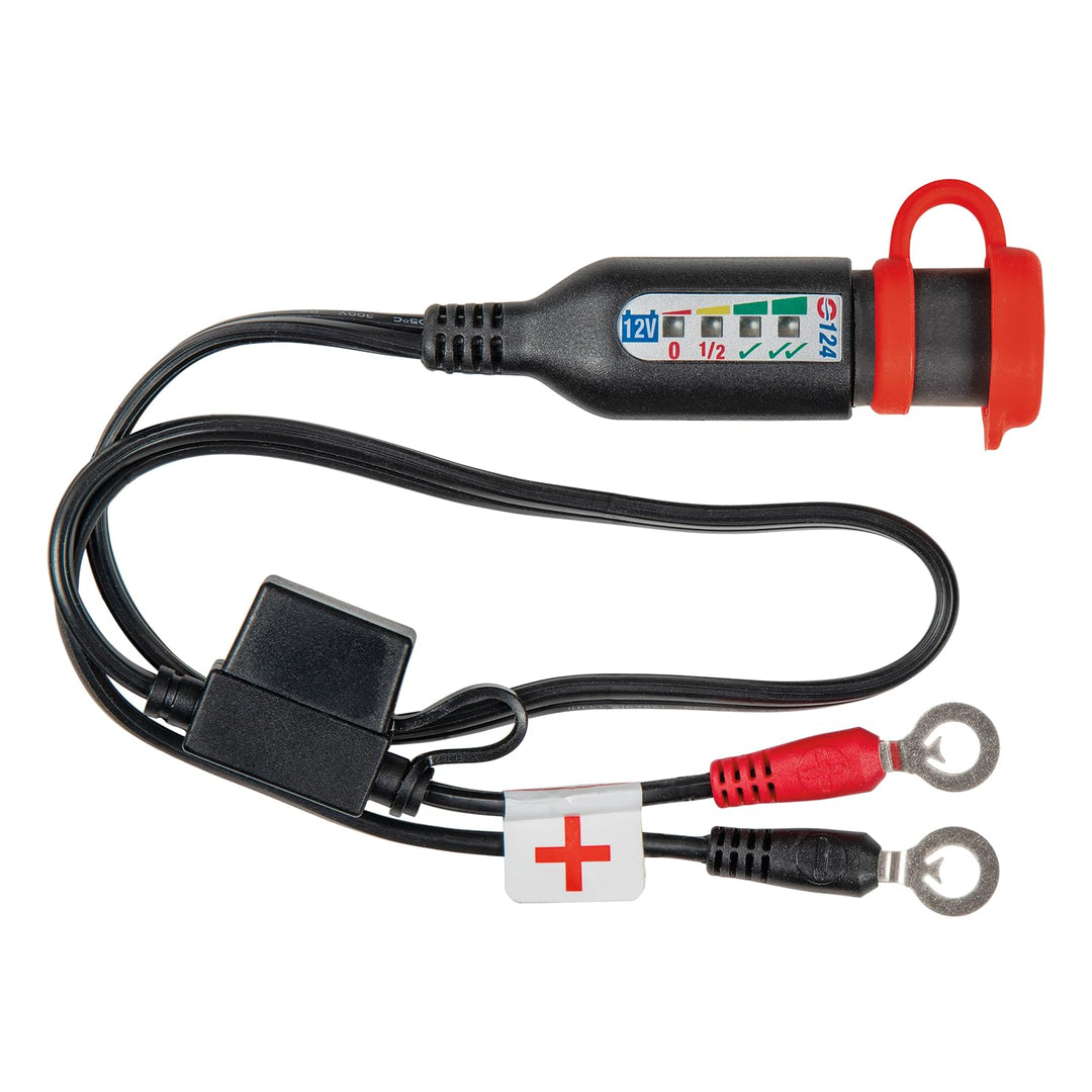 OptiMate Monitor O-124 12V Akku-Status- und Ladesystem-Monitor – Permanente Akkuleitung mit 4-LED-An