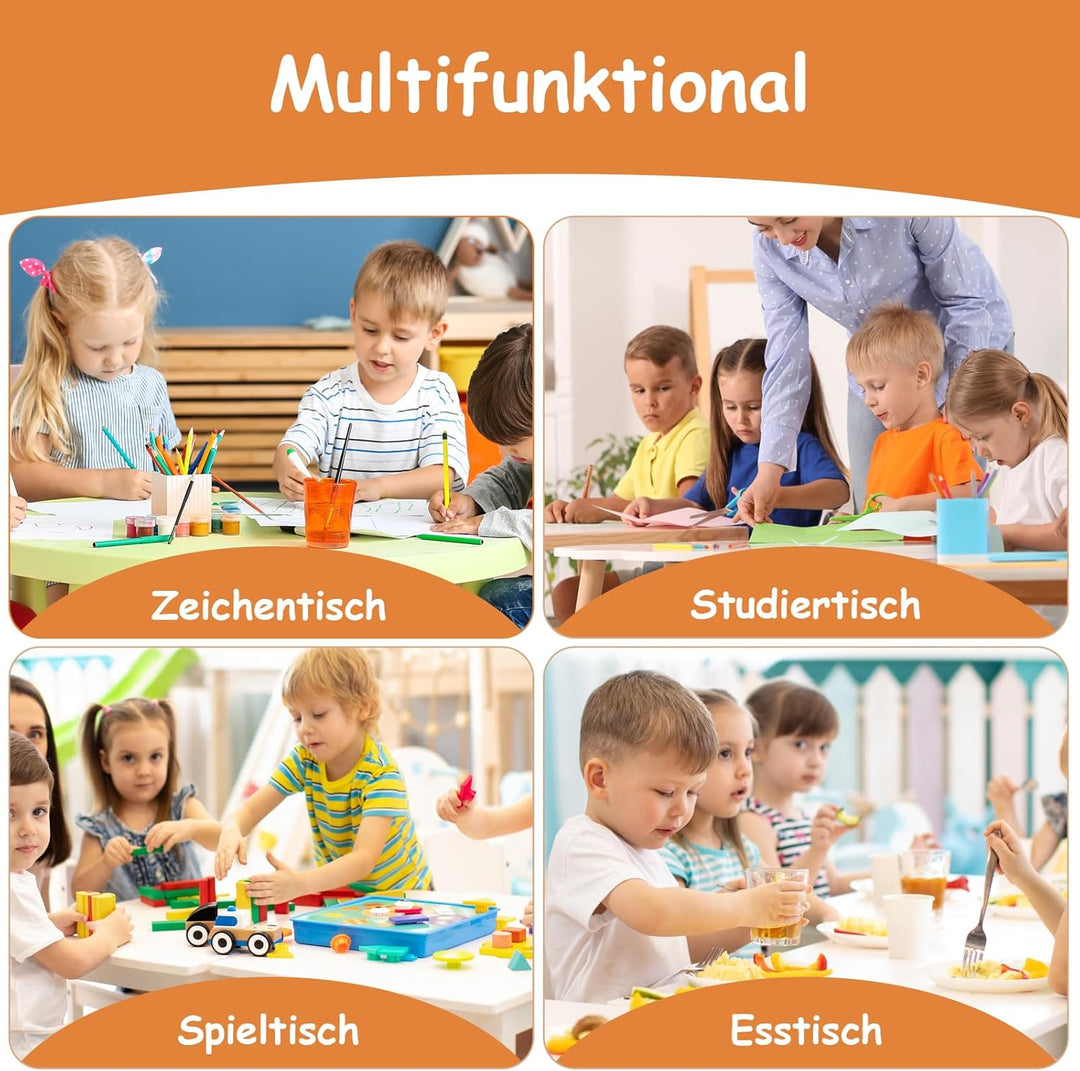 MAMIZO Kindertisch Packung mit 6 Stühlen, Kindertischgruppe Höhenverstellbar, Kinder Tisch Stuhl Set