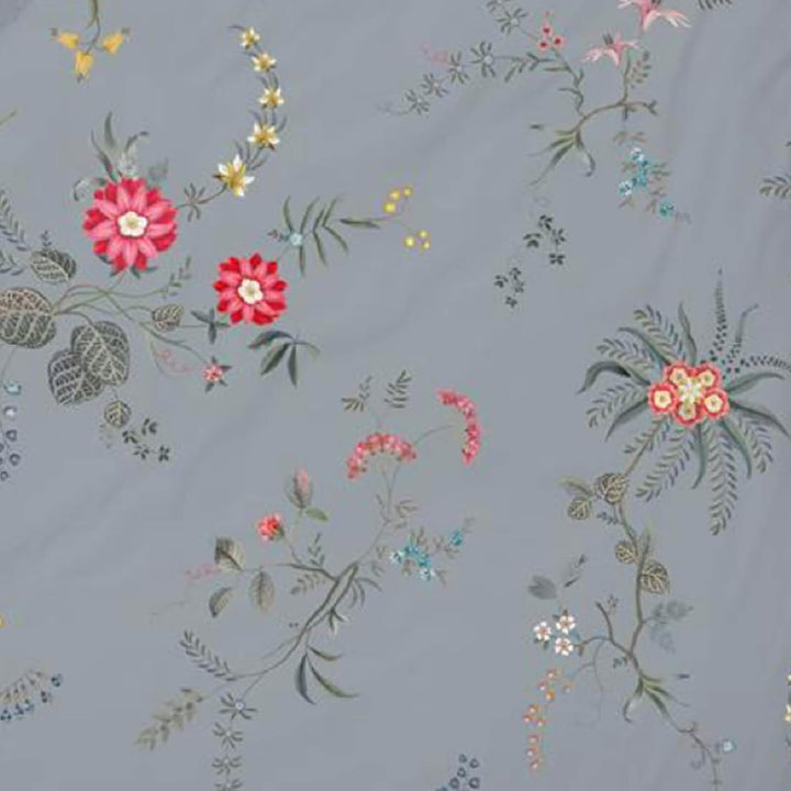 PiP Studio Perkal-Baumwolle-Bettwäsche-Garnitur Fleur Grandeur Farbe Blau Grösse 155x220+80x80, 155x