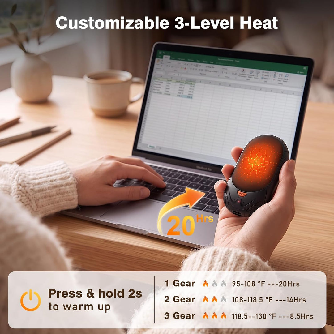 Morelax Handwärmer Elektrisch, Wiederaufladbar, 2er-Pack, 3 Einstellungen, Magnetisch, 6000mAh, Tasc