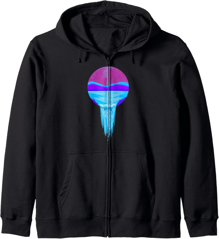 Vaporwave Ästhetische Berg Wasserfall Geschenk Kapuzenjacke