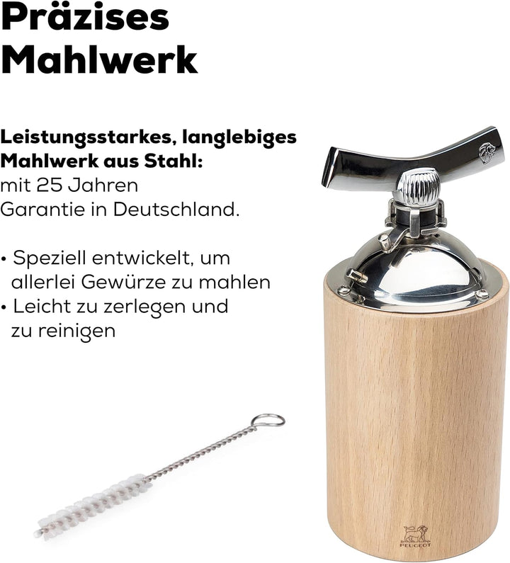Peugeot Langpfeffermühle Isen 16 cm Natur I Hochwertige Gewürzmühle manuell aus PEFC-zertifiziertem