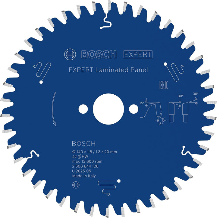 Bosch Professional 1x Kreissägeblatt Expert for Laminated Panel (Laminat, Sägeblatt Ø 140 x 20 x 1,8