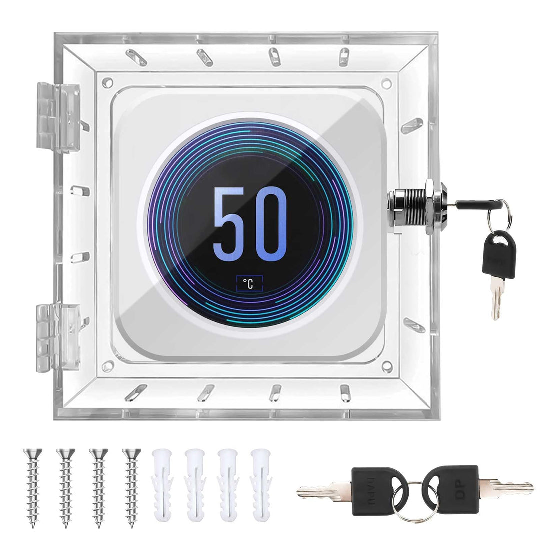 Thermostat-Schlosskasten mit 2 Schlüsseln, transparentes Acryl, Wandmontage, Thermostatschutz, manip